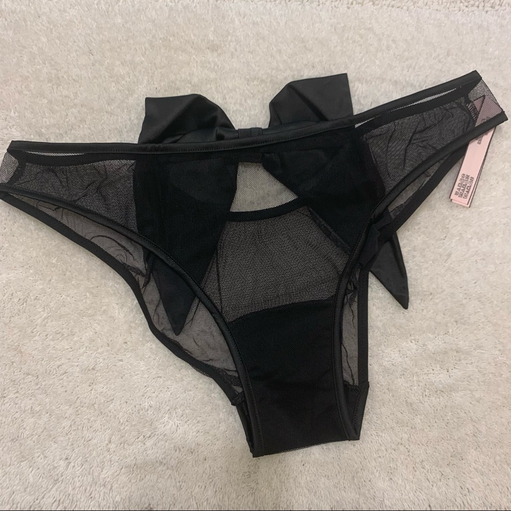 Victoria's Secret Ribbon Bow Black Mesh Cheeky Panty Small - Picture 6 of 8